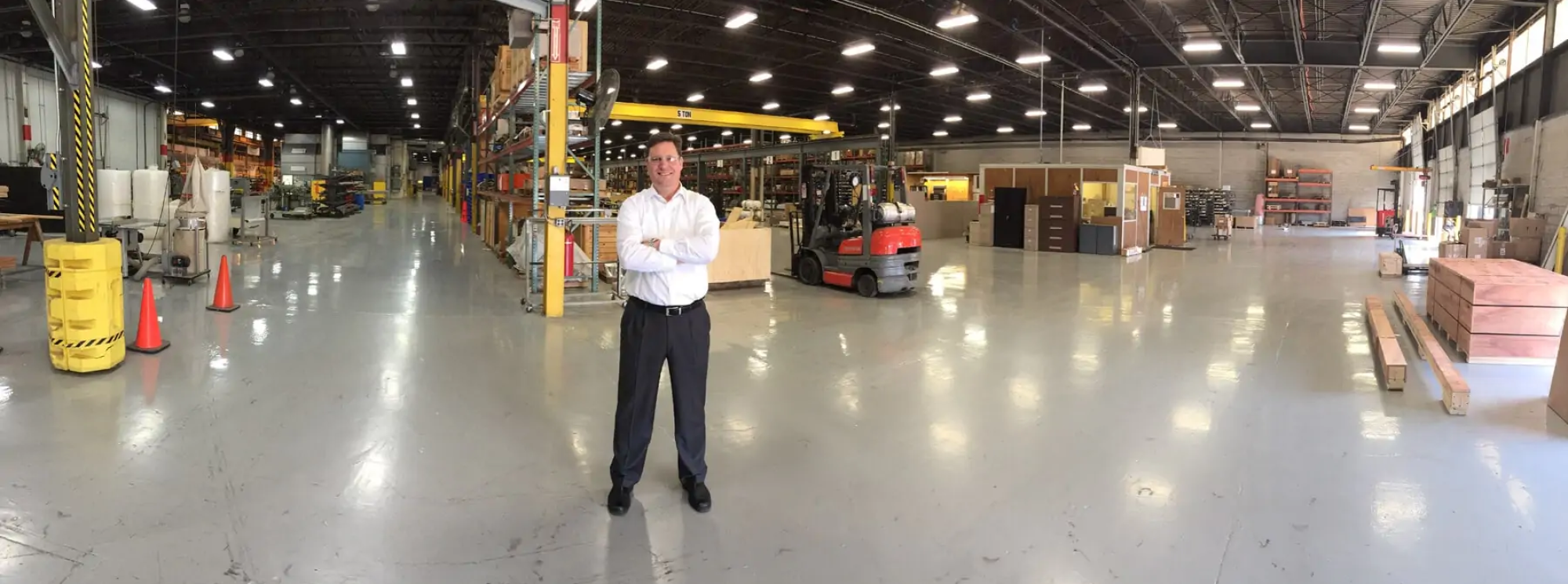 Graham Engineering warehouse floor with team member
